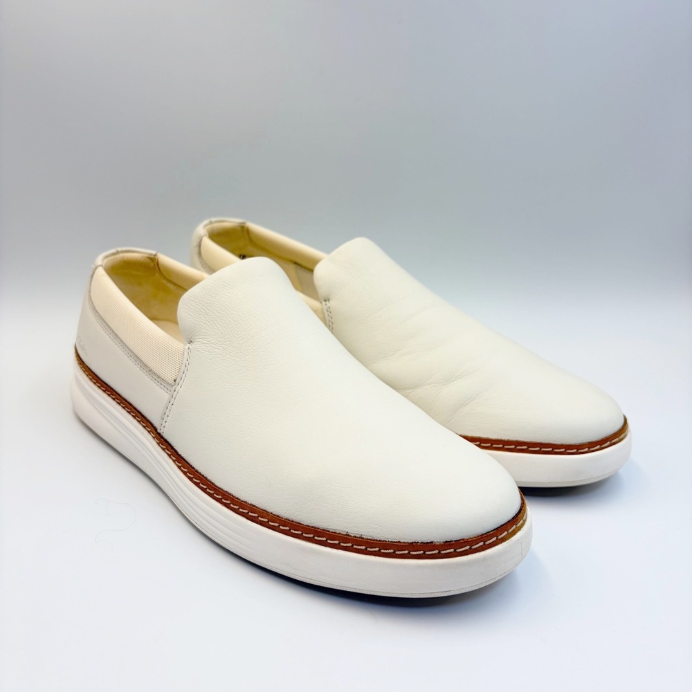 Clarks Kerris Stride White Leather Slip On Sneakers Womens Sz 9 Comfort Loafers - Picture 8 of 13